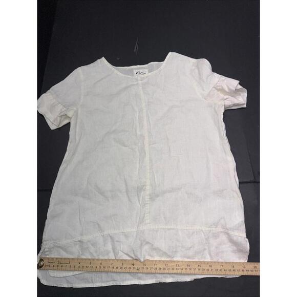 Andrea Jovine Quiet Luxury Minimalist Basic Organic 100% Linen White Blouse Top - Picture 8 of 15